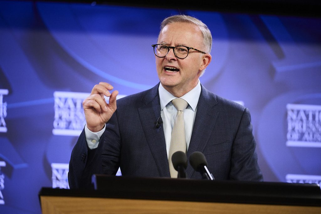 Photo of Albanese speaking at the National Press Club